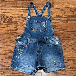 Cat & Jack, Girls, Embroidered Overall Shorts, Size S (6/6X)